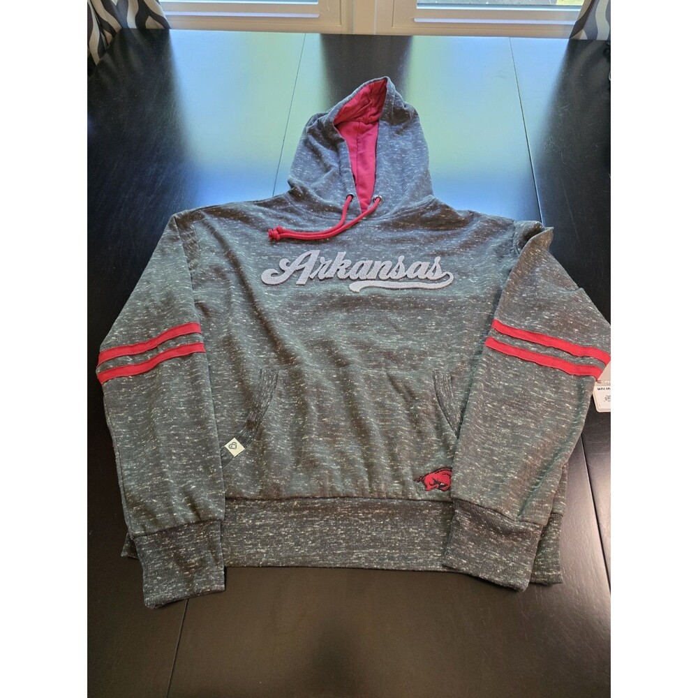NEW Arkansas Razorbacks Colosseum Heathered Gray Hooded Sweatshirt Womens M NWT